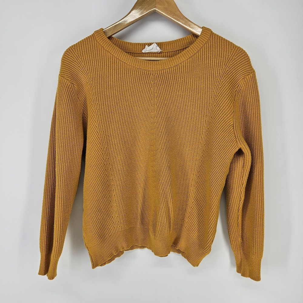 Elodie Girl Sweater XL Mustard Yellow Ribbed Knit Pullover Long Sleeve Cozy